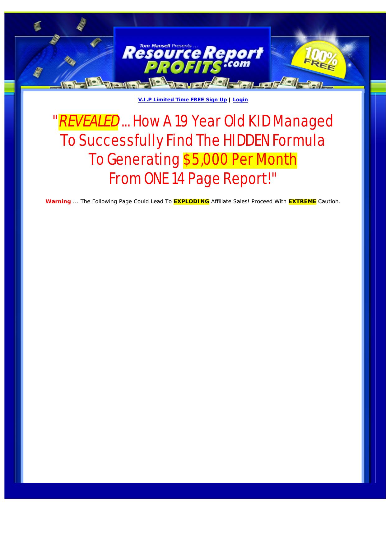 Resource Report Profits. by Best of Kuszter's Collection