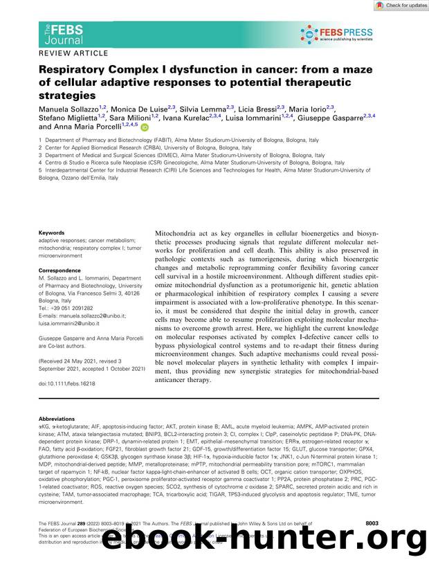 Respiratory Complex I dysfunction in cancer: from a maze of cellular adaptive responses to potential therapeutic strategies by Unknown