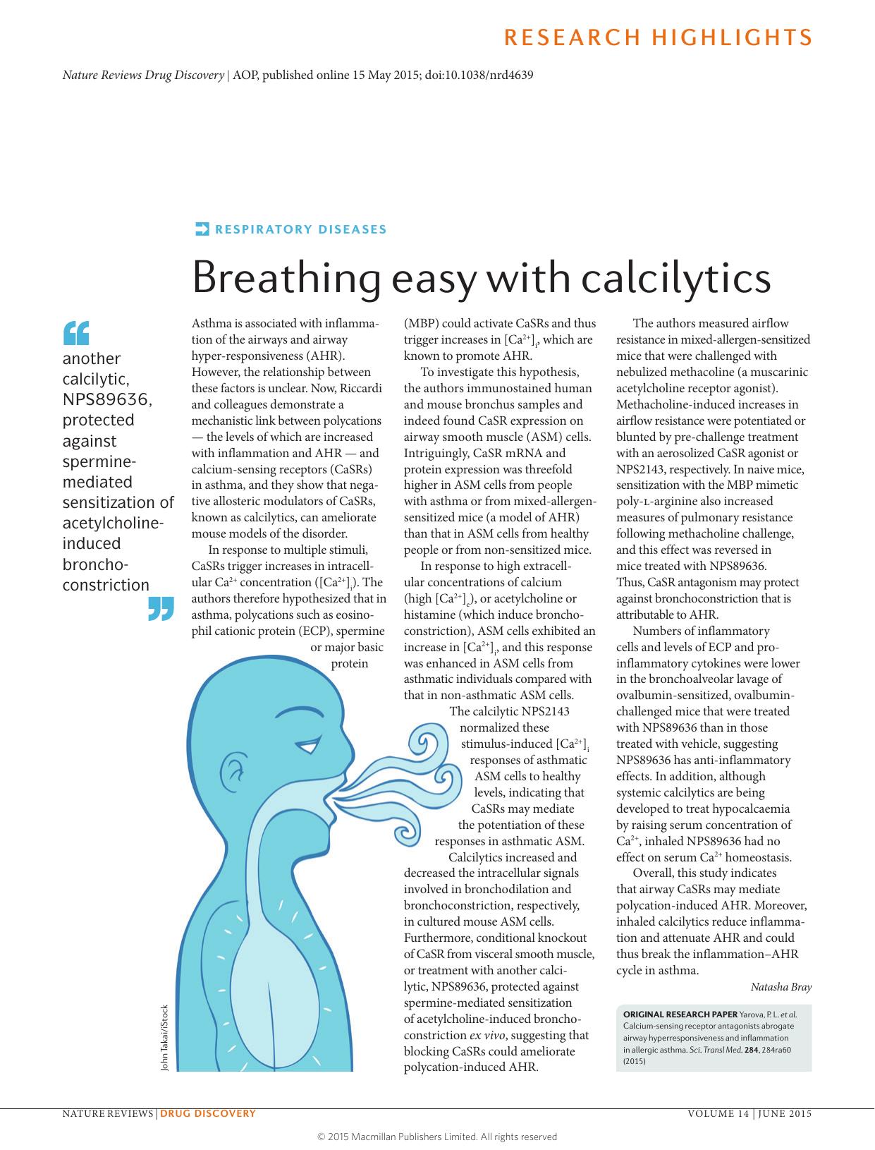Respiratory diseases: Breathing easy with calcilytics by Natasha Bray