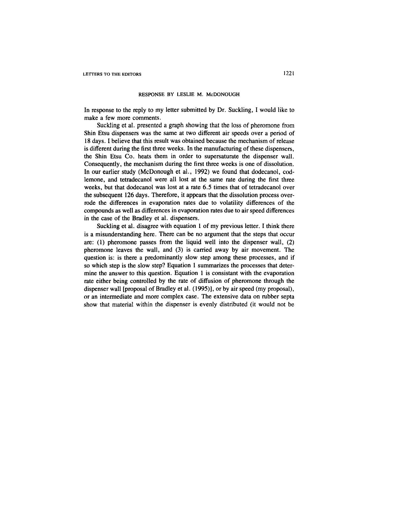 Response to D. M. Suckling et al. by Unknown