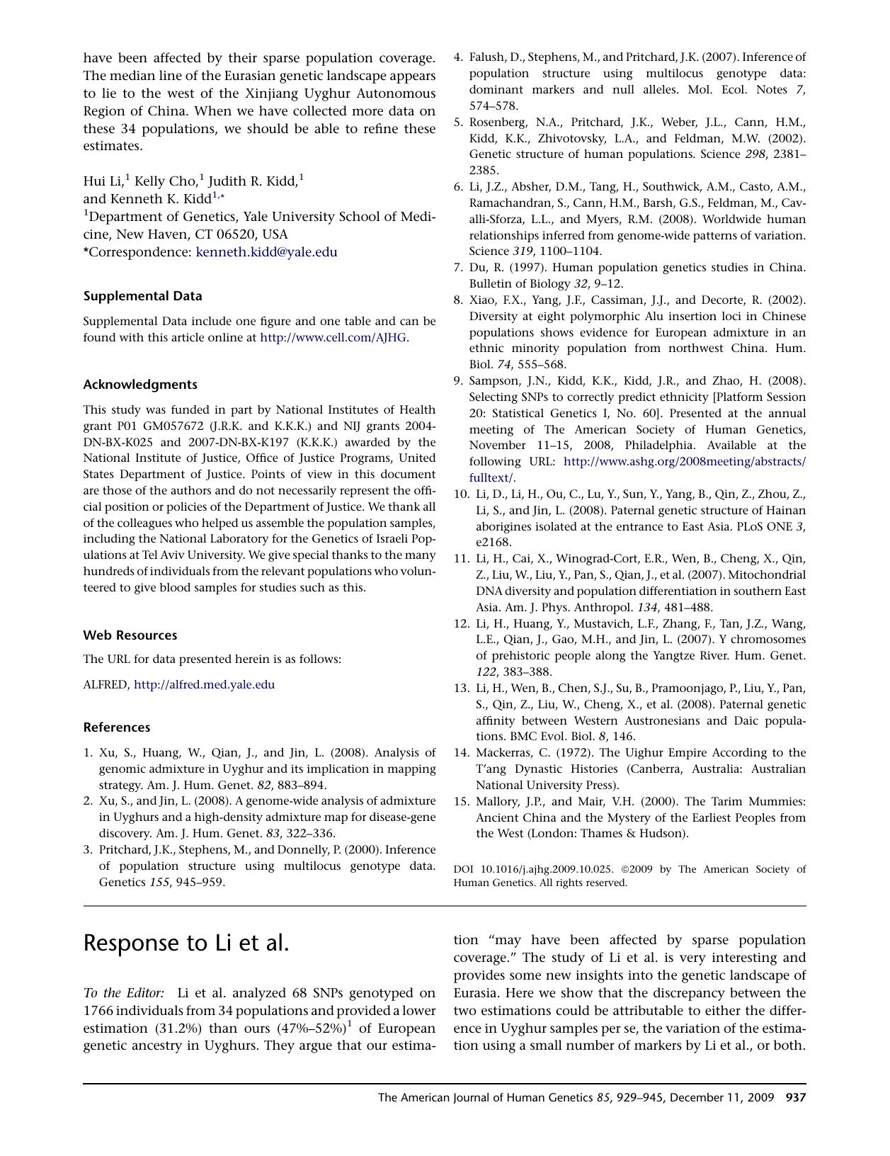 Response to Li et&nbsp;al. by Shuhua Xu; Li Jin