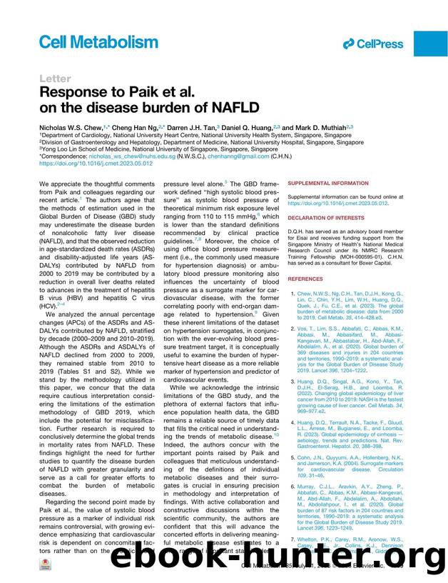 Response to Paik et&nbsp;al. on the disease burden of NAFLD by Nicholas W.S. Chew & Cheng Han Ng & Darren J.H. Tan & Daniel Q. Huang & Mark D. Muthiah