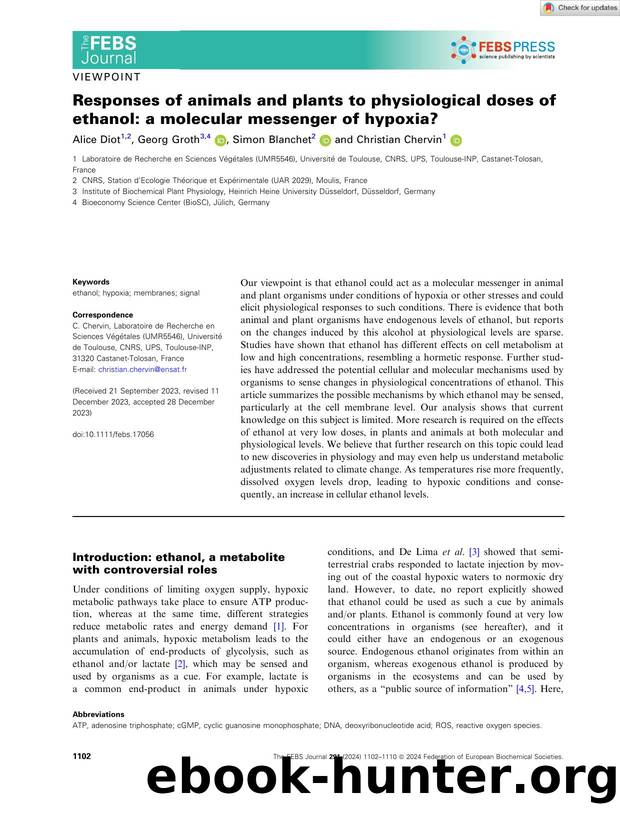 Responses of animals and plants to physiological doses of ethanol: a molecular messenger of hypoxia? by Unknown