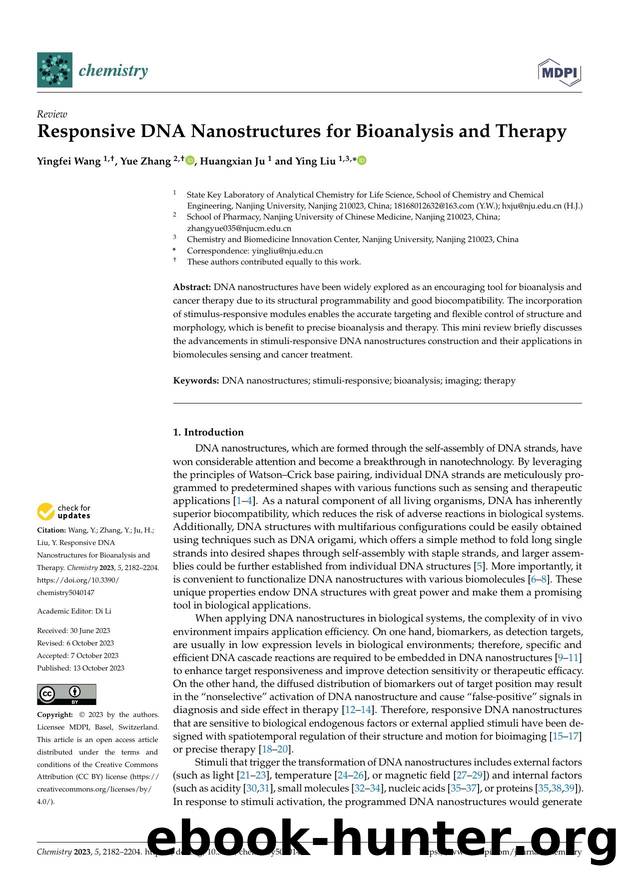 Responsive DNA Nanostructures for Bioanalysis and Therapy by Yingfei Wang Yue Zhang Huangxian Ju & Ying Liu