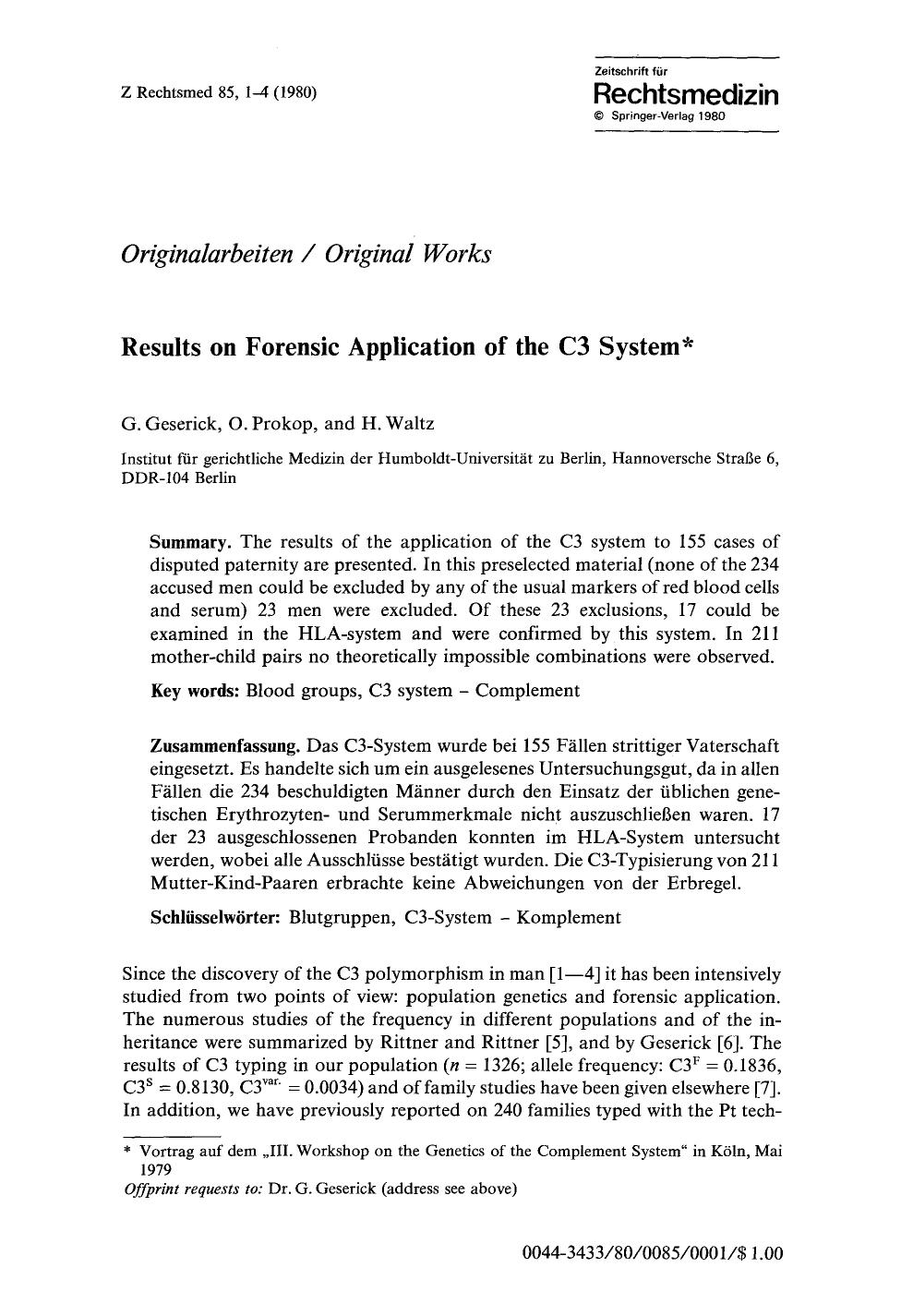 Results on forensic application of the C3 system by Unknown