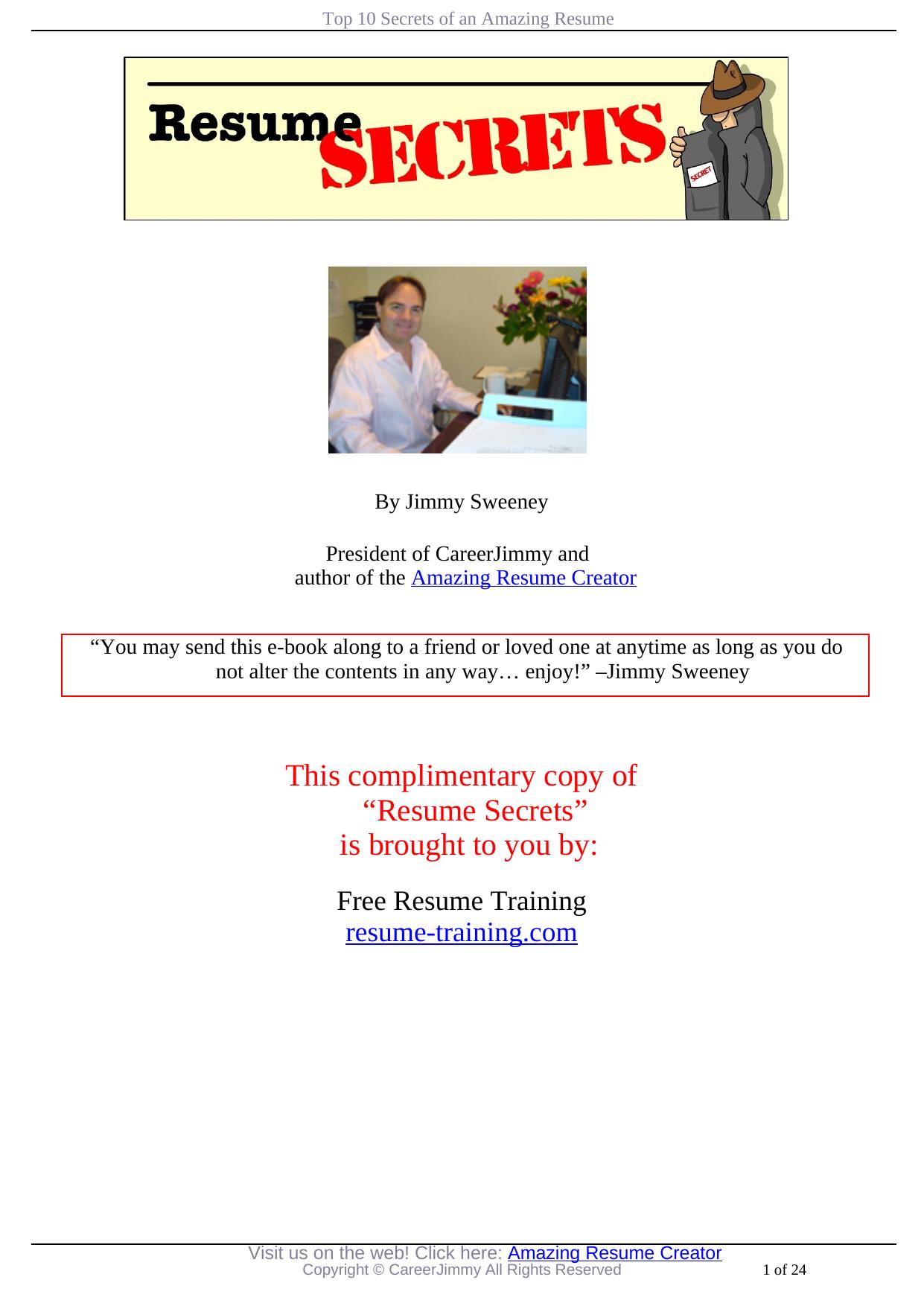 Resume Secrets by Sweeney Jimmy