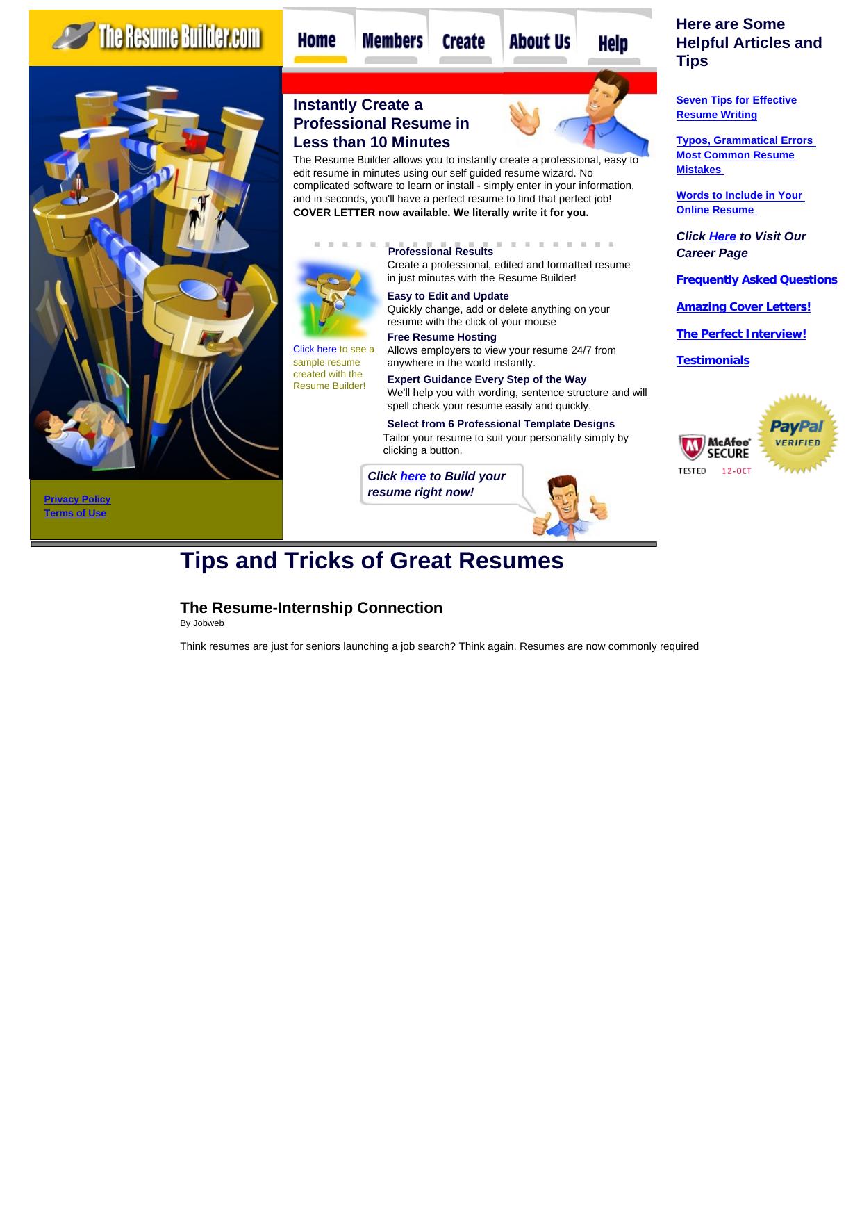 Resumes Online At TheResumeBuilder.com. by Best of Kuszter's Collection