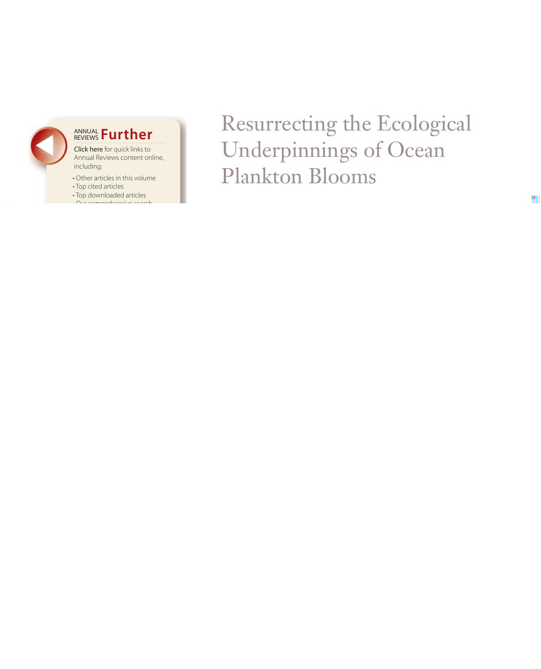 Resurrecting the Ecological Underpinnings of Ocean Plankton Blooms by Michael J. Behrenfeld and Emmanuel S. Boss