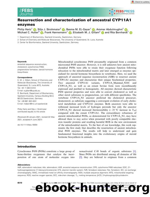 Resurrection and characterization of ancestral CYP11A1 enzymes by Unknown