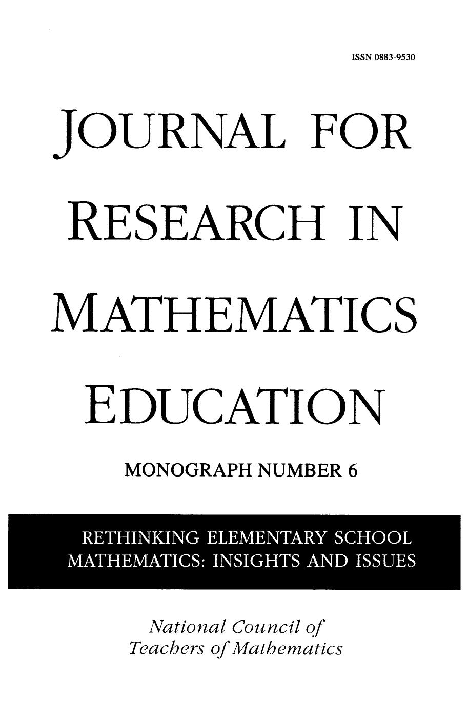 Rethinking Elementary School Mathematics: Insights and Issues (Journal for Research in Mathematics Education. Monograph, N.º 6) by Terry Wood Paul Cobb Erna Yackel Deborah Dillon