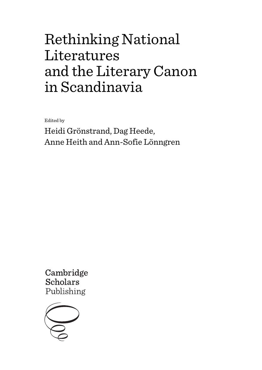 Rethinking National Literatures and the Literary Canon in Scandinavia by Lönngren Grönstrand Heede Heith (ed.)