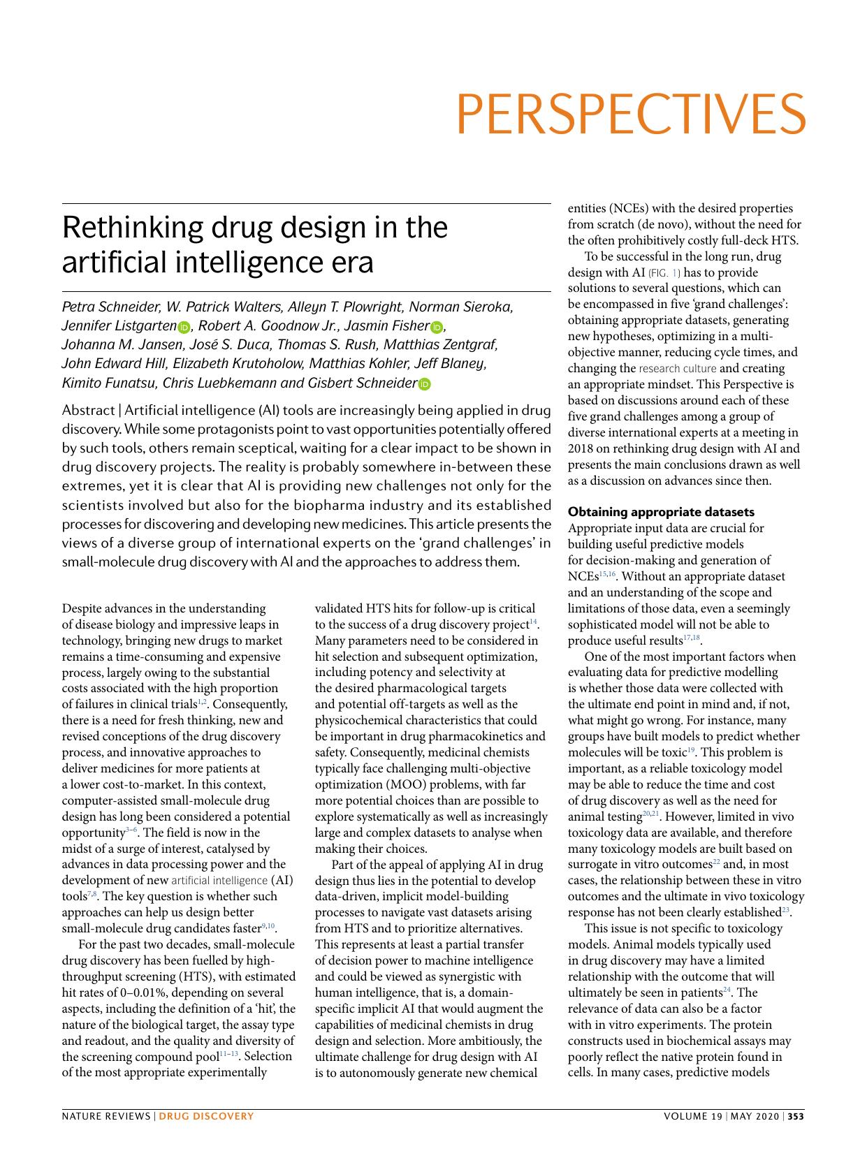 Rethinking drug design in the artificial intelligence era by unknow