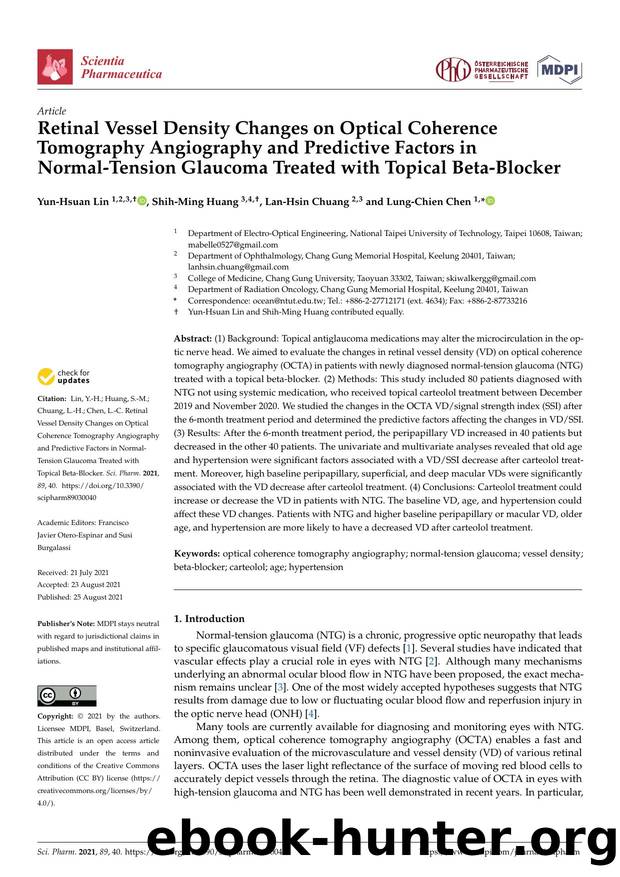 Retinal Vessel Density Changes on Optical Coherence Tomography Angiography and Predictive Factors in Normal-Tension Glaucoma Treated with Topical Beta-Blocker by Yun-Hsuan Lin Shih-Ming Huang Lan-Hsin Chuang & Lung-Chien Chen