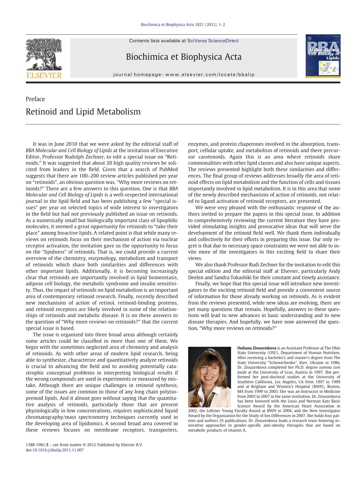 Retinoid and Lipid Metabolism by Ouliana Ziouzenkova & Earl H. Harrison