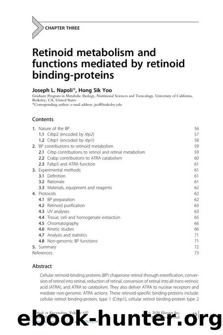 Retinoid metabolism and functions mediated by retinoid binding-proteins by Joseph L. Napoli & Hong Sik Yoo