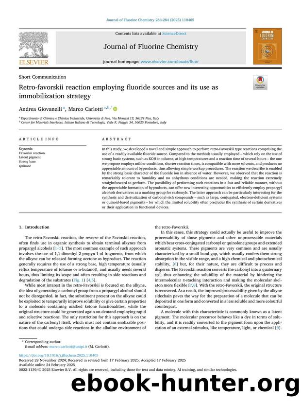 Retro-favorskii reaction employing fluoride sources and its use as immobilization strategy by Andrea Giovanelli & Marco Carlotti