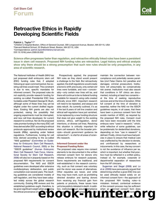 Retroactive Ethics in Rapidly Developing Scientific Fields by Patrick L. Taylor