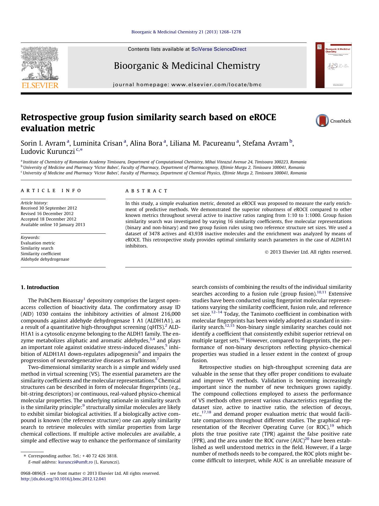 Retrospective group fusion similarity search based on eROCE evaluation metric by unknow