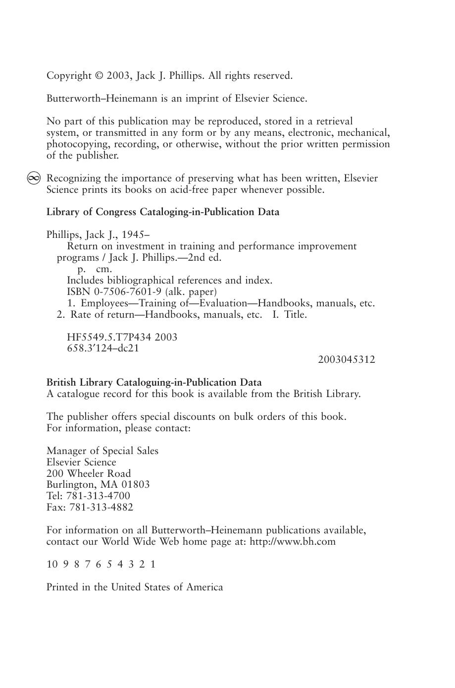 Return on Investment in Training and Performance Improvement Programs by Jack J. Phillips Ph.D. (Eds.)