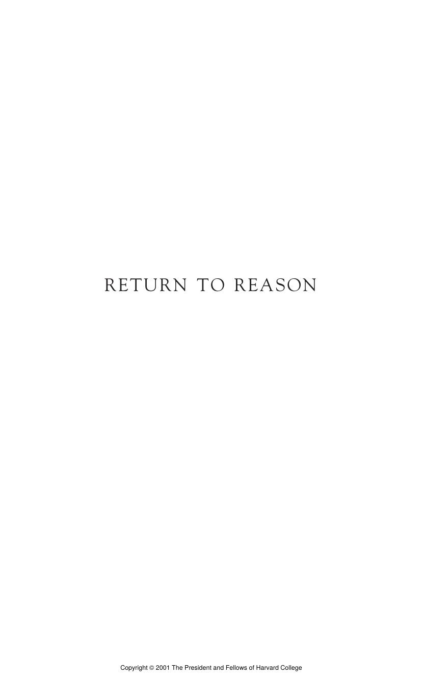 Return to Reason by Stephen Edelston Toulmin
