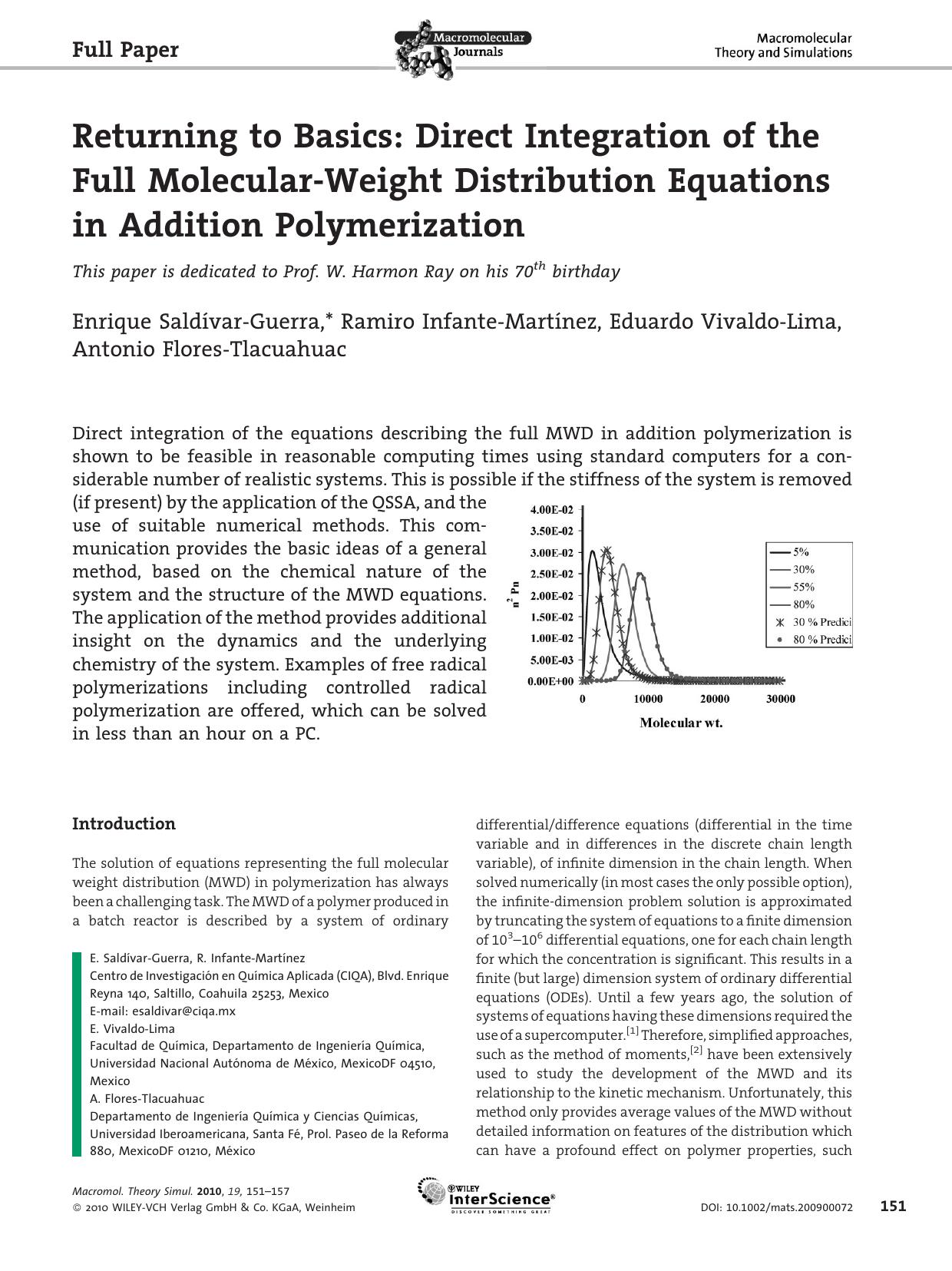 Returning to Basics: Direct Integration of the Full Molecular?Weight Distribution Equations in Addition Polymerization by Unknown