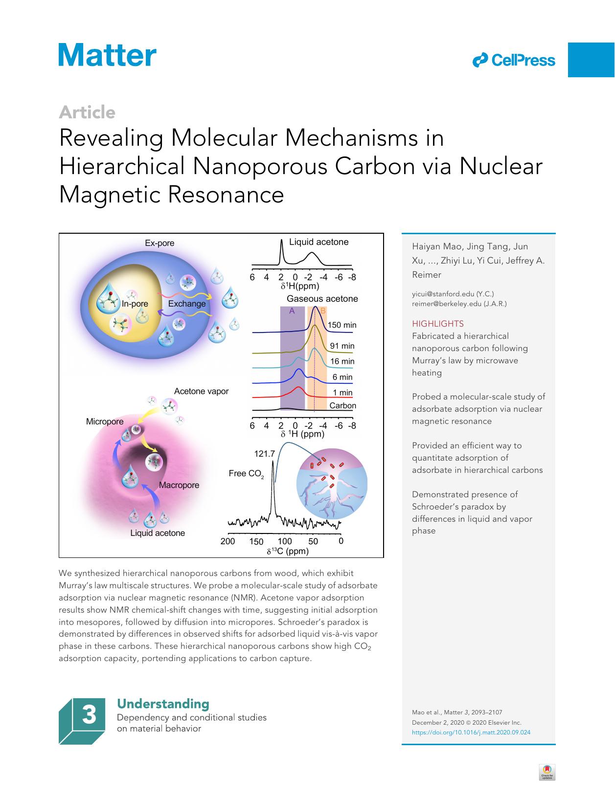 Revealing Molecular Mechanisms in Hierarchical Nanoporous Carbon via Nuclear Magnetic Resonance by unknow