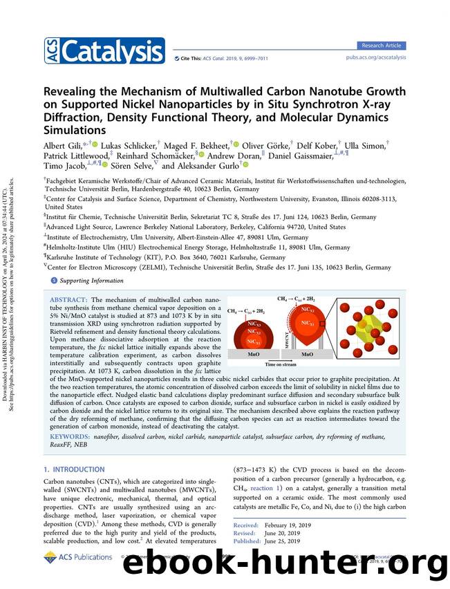 Revealing the Mechanism of Multiwalled Carbon Nanotube Growth on Supported Nickel Nanoparticles by in Situ Synchrotron X-ray Diffraction, Density Functional Theory, and Molecular Dynamics Simulations by unknow