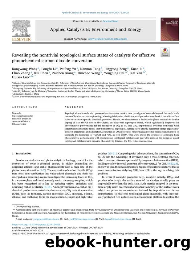 Revealing the nontrivial topological surface states of catalysts for effective photochemical carbon dioxide conversion by unknow