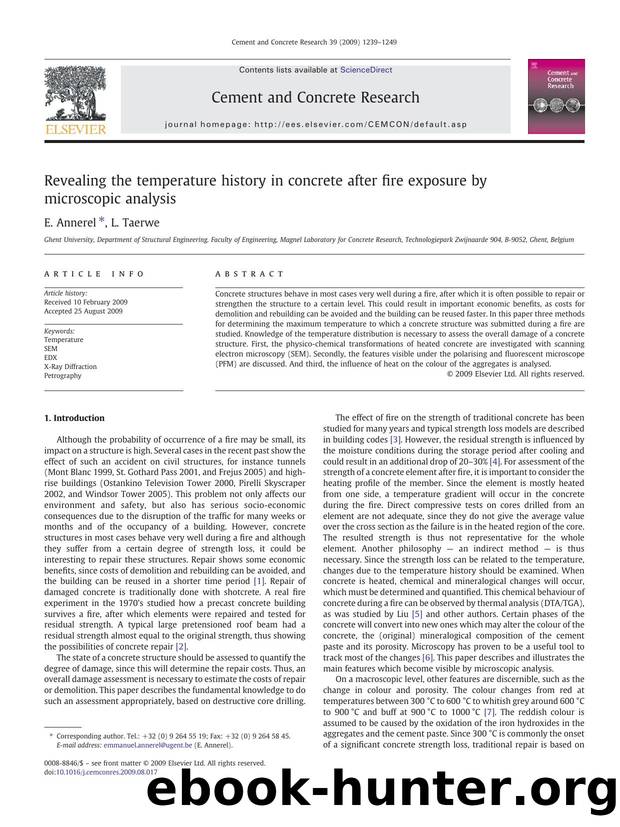 Revealing the temperature history in concrete after fire exposure by microscopic analysis by E. Annerel; L. Taerwe