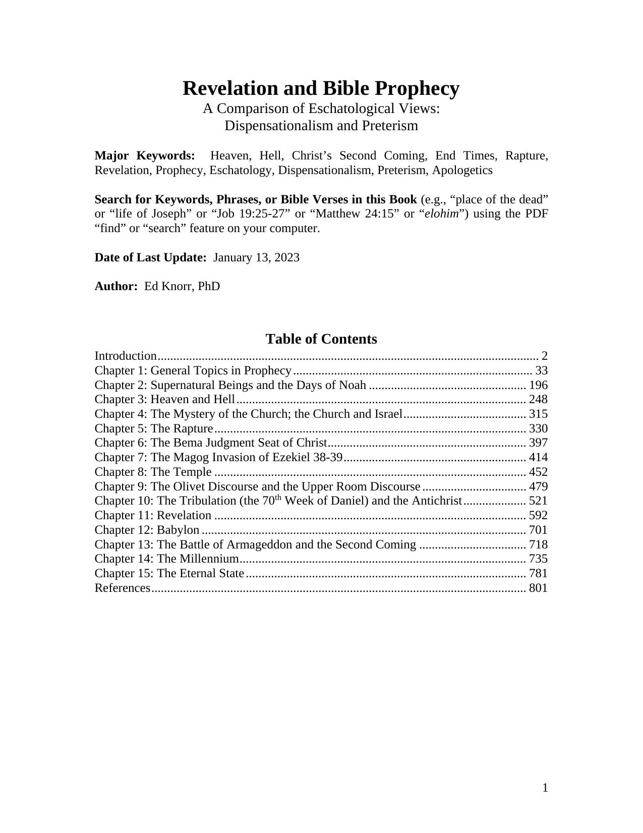 Revelation and Bible Prophecy : A Comparison of Eschatological Views by Ed Knorr