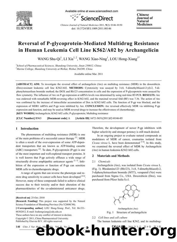 Reversal of P-glycoprotein-Mediated Multidrug Resistance in Human Leukemia Cell Line K562A02 by Archangelicin by Shu-Qi WANG & Xia LI & Xiao-Ning WANG & Hong-Xiang LOU