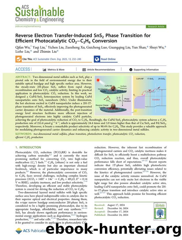Reverse Electron Transfer-Induced SnS2 Phase Transition for Efficient Photocatalytic CO2âC2H6 Conversion by unknow
