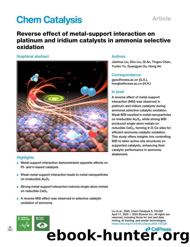 Reverse effect of metal-support interaction on platinum and iridium catalysts in ammonia selective oxidation by Jianhua Liu & Diru Liu & Qi An & Tingxu Chen & Yunbo Yu & Guangyan Xu & Hong He