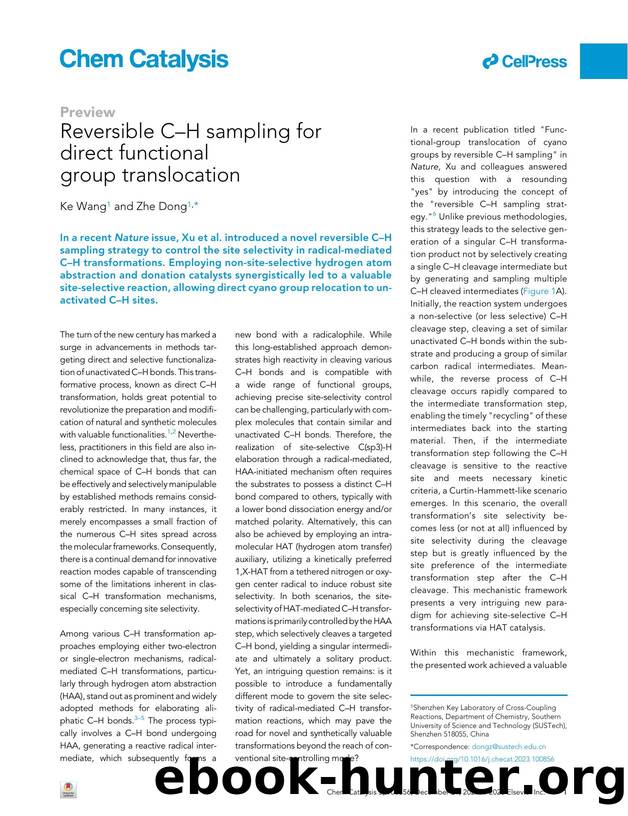 Reversible C-H sampling for direct functional group translocation by Ke Wang & Zhe Dong