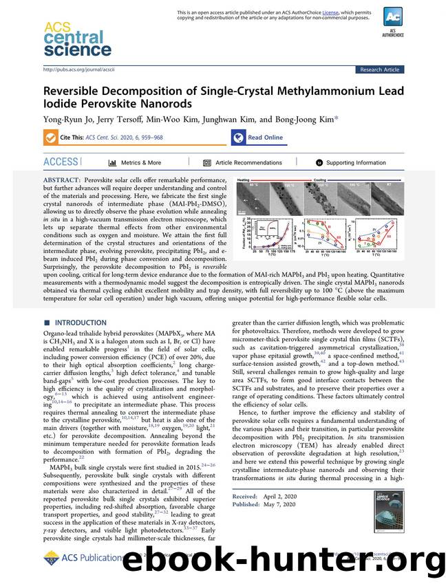Reversible Decomposition of Single-Crystal Methylammonium Lead Iodide Perovskite Nanorods by unknow