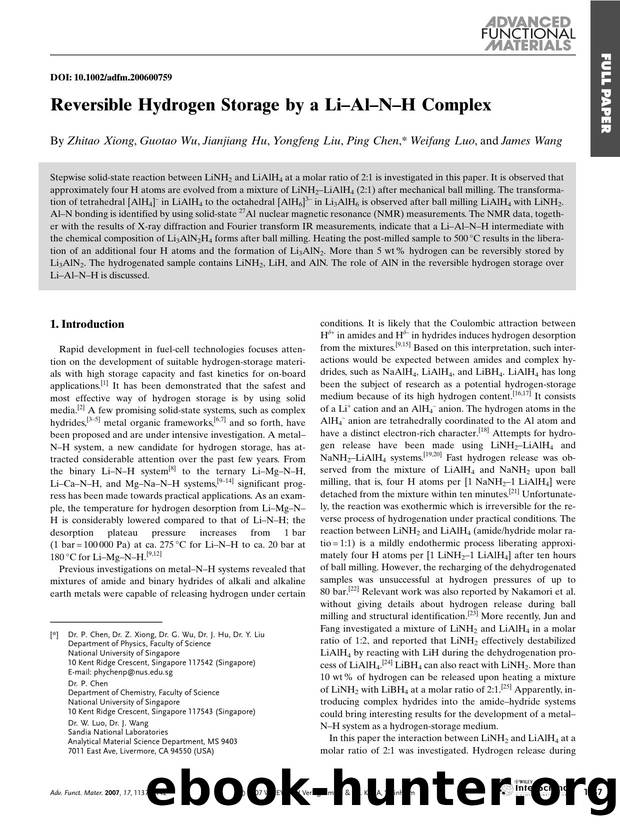 Reversible Hydrogen Storage by a Li-Al-N-H Complex by Unknown