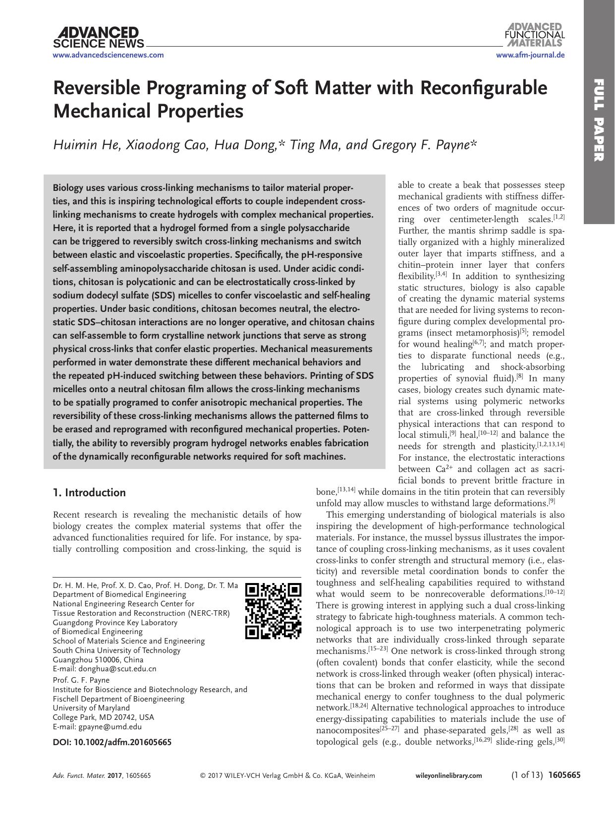 Reversible Programing of Soft Matter with Reconfigurable Mechanical Properties by Unknown