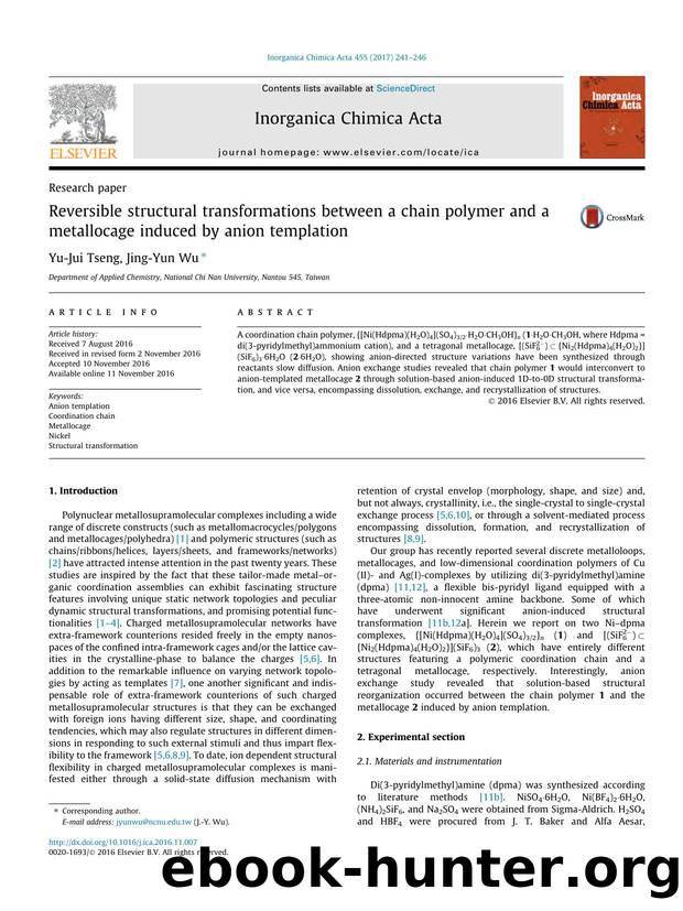 Reversible structural transformations between a chain polymer and a metallocage induced by anion templation by Yu-Jui Tseng & Jing-Yun Wu