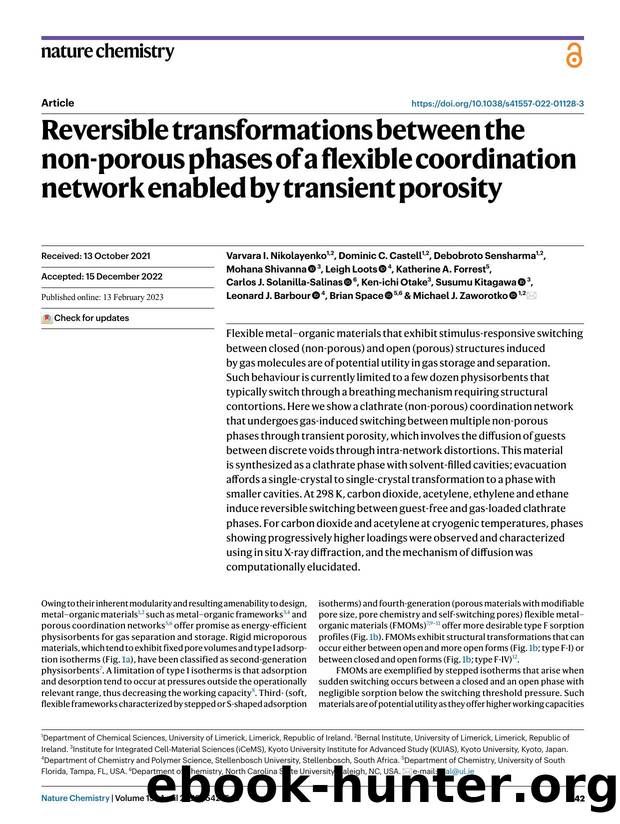Reversible transformations between the non-porous phases of a flexible coordination network enabled by transient porosity by unknow