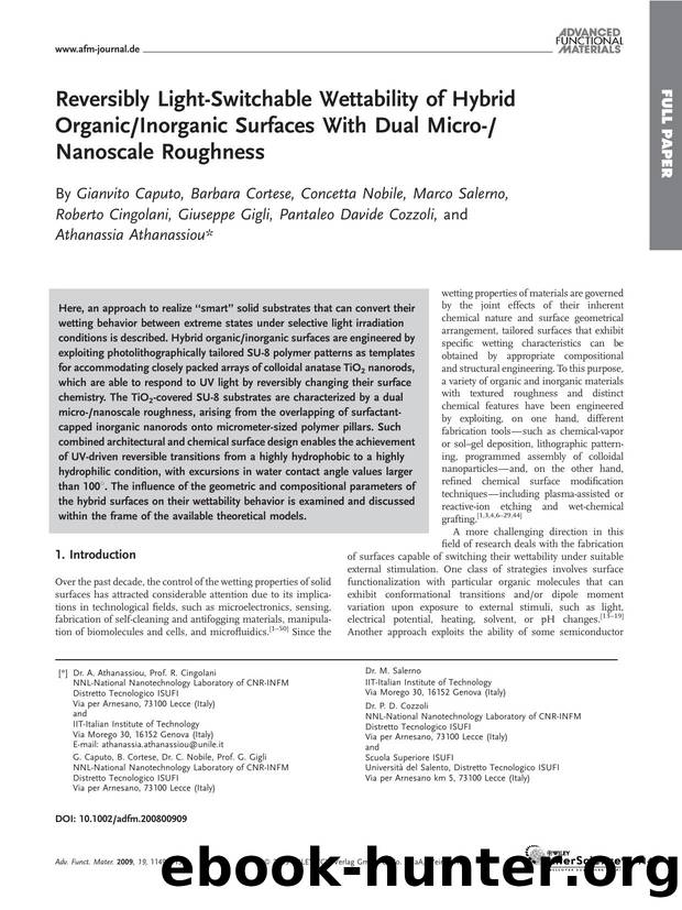 Reversibly Light-Switchable Wettability of Hybrid OrganicInorganic Surfaces With Dual Micro-Nanoscale Roughness by Unknown