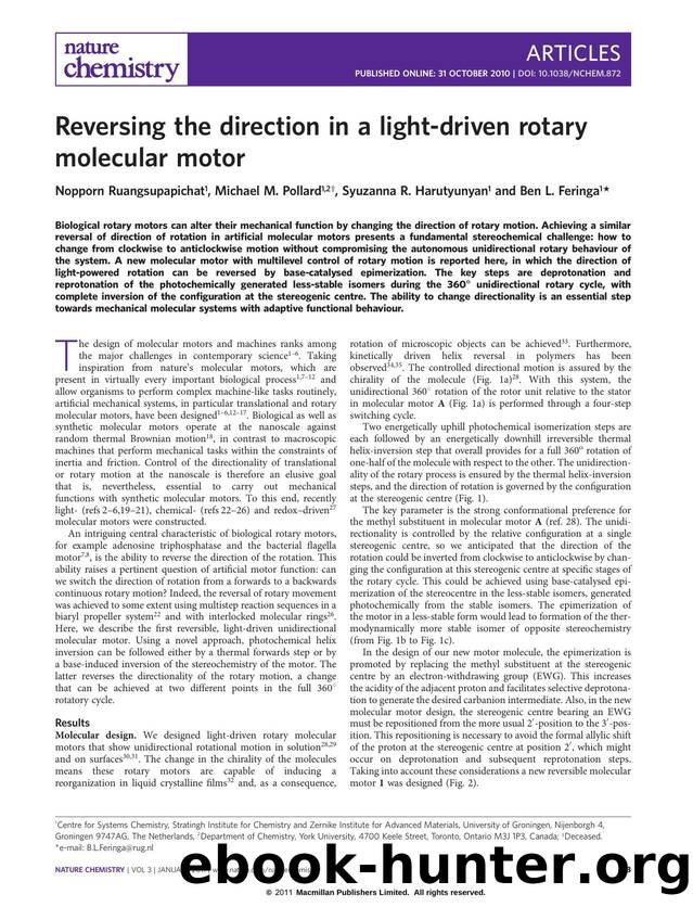 Reversing the direction in a light-driven rotary molecular motor by Nopporn Ruangsupapichat & Michael M. Pollard & Syuzanna R. Harutyunyan & Ben L. Feringa