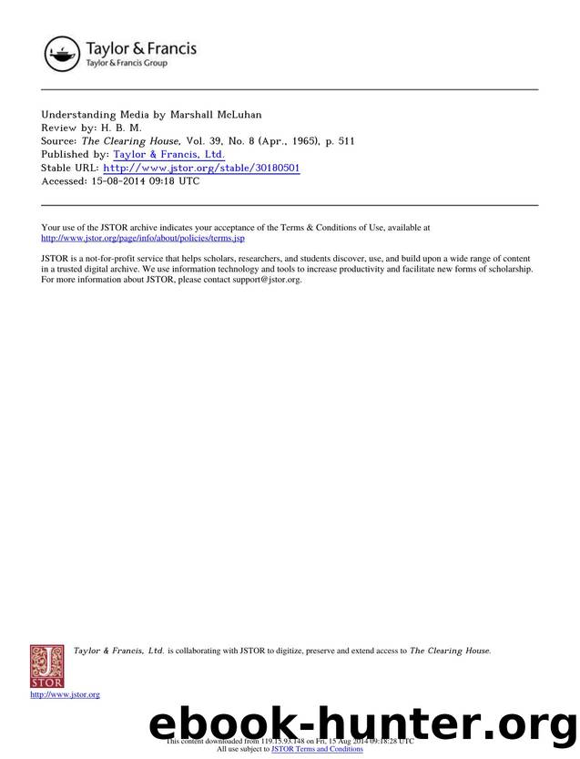 Review by H. B. M. by Understanding Media by Marshall McLuhan