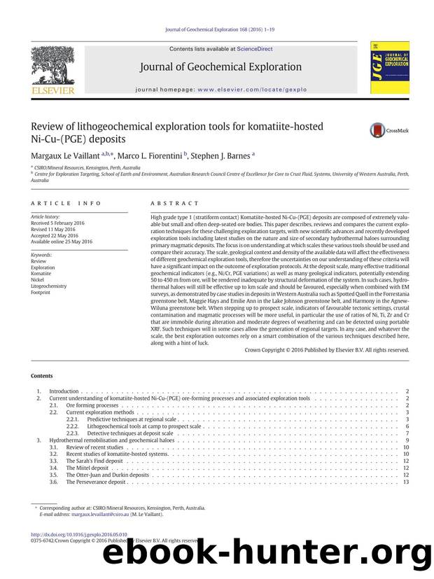 Review of lithogeochemical exploration tools for komatiite-hosted Ni-Cu-(PGE) deposits by Margaux Le Vaillant & Marco L. Fiorentini & Stephen J. Barnes