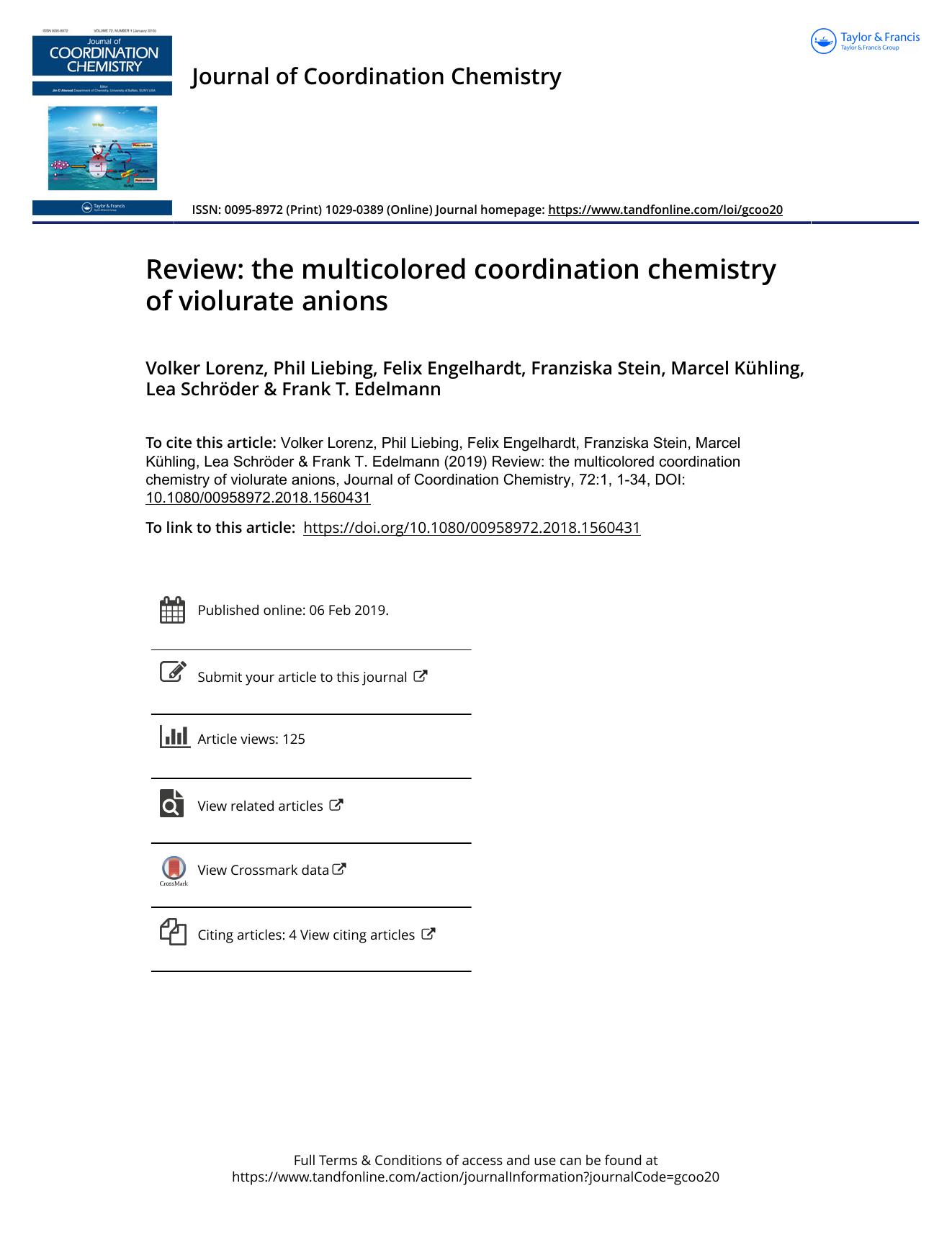 Review: the multicolored coordination chemistry of violurate anions by unknow