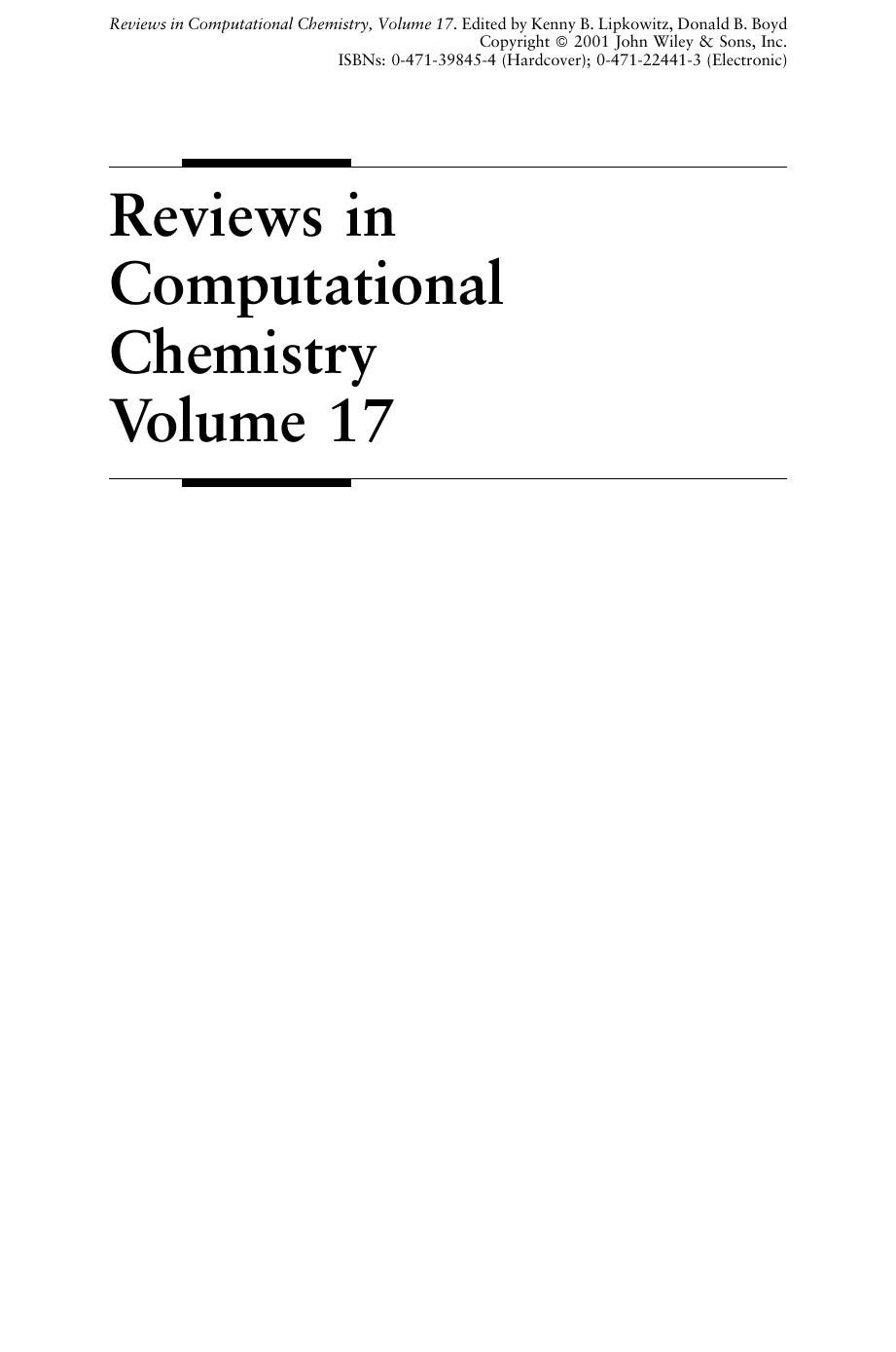 Reviews in Computational Chemistry, Vol. 17 by Kenny B. Lipkowitz Donald B. Boyd