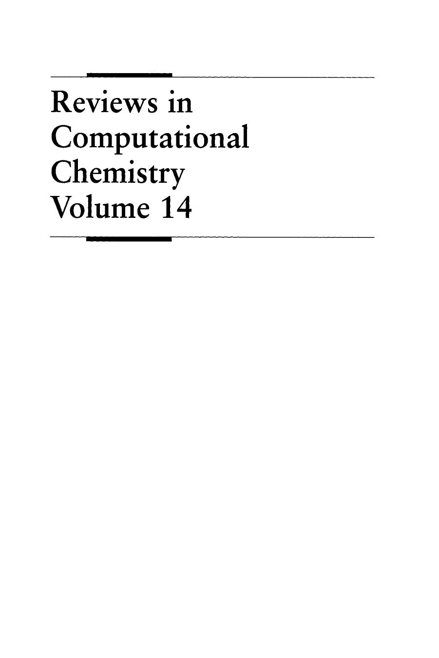 Reviews in Computational Chemistry, Volume 14 by Kenneth B. Lipkowitz Donald B. Boyd