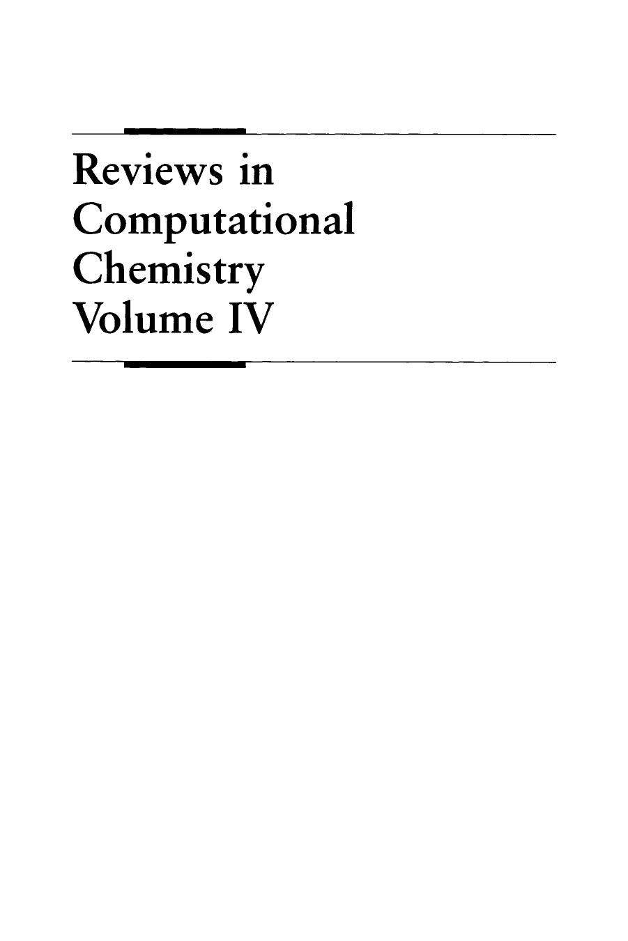 Reviews in Computational Chemistry, Volume 4 by Kenneth B. Lipkowitz Donald B. Boyd