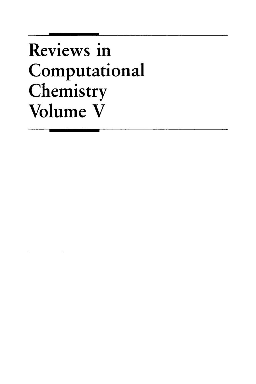 Reviews in Computational Chemistry, Volume 5 by Kenneth B. Lipkowitz Donald B. Boyd