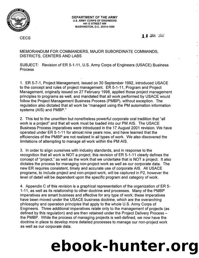 Revision of ER 5-1-11, USACE Business Process by Unknown
