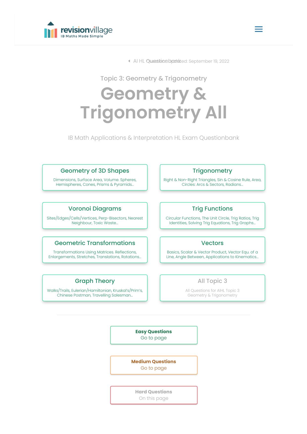 Revision village Math AI HL - Trigonometry & Geometry - Hard Difficulty Questionbank by Revision village authors